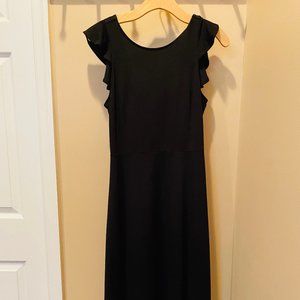 GAP 6-Tall flutter-sleeved black midi dress